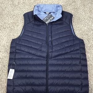 Lands' End Men's Wanderweight 800 Fill Power Down Vest Blue L NWT Packable
